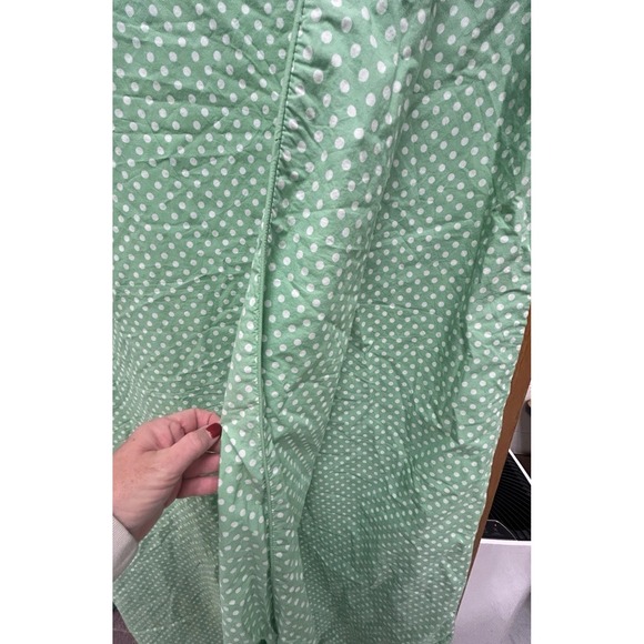 Pottery Barn Kids Twin Duvet Cover Organic Cotton Apple Green White Polka Dot - Picture 8 of 12